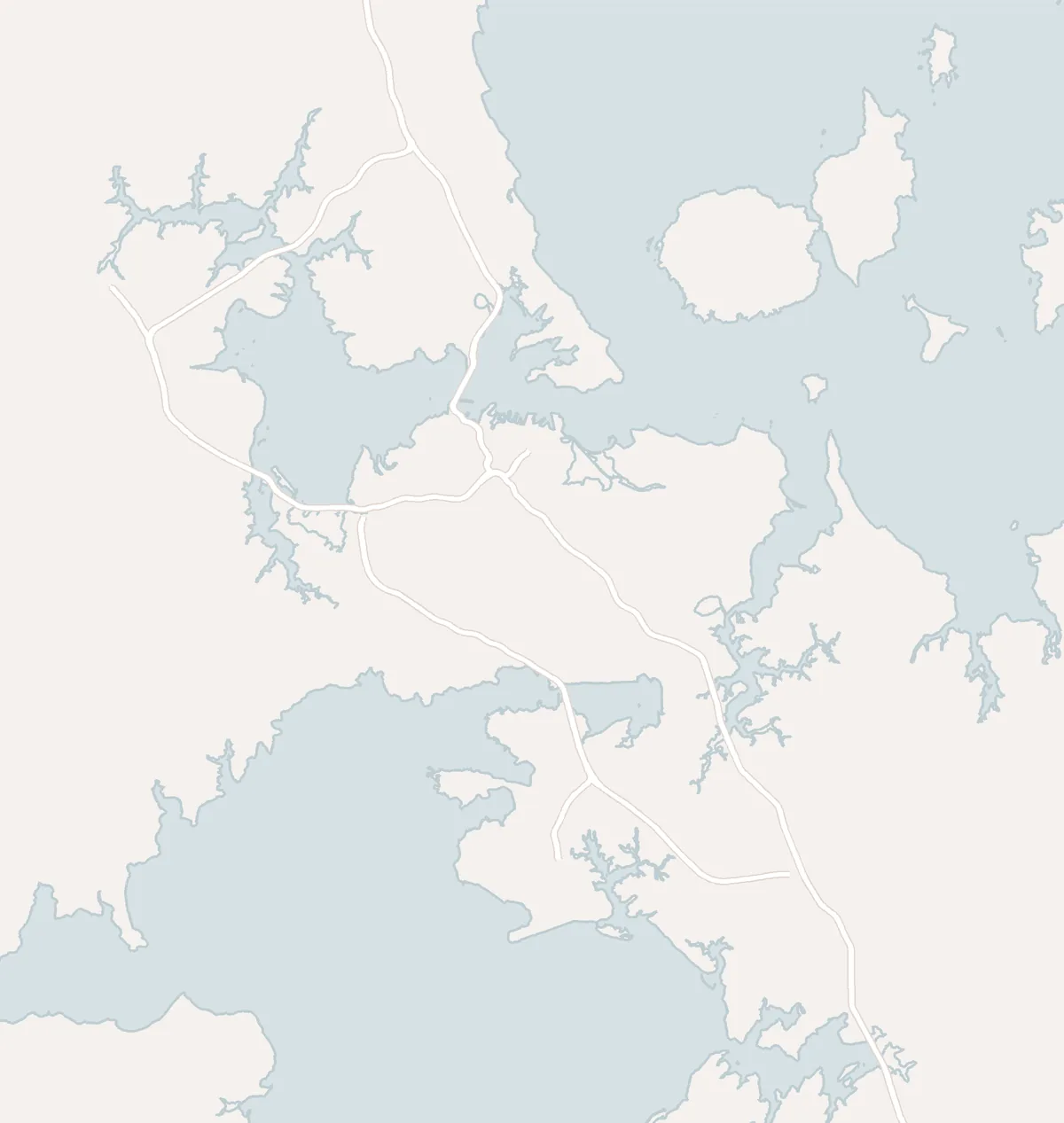 Map of the Auckland region with the Waitematā and Manukau harbours