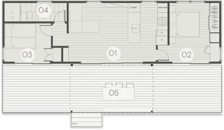 Floor plan of the Fab Living 2 bedroom prefab home