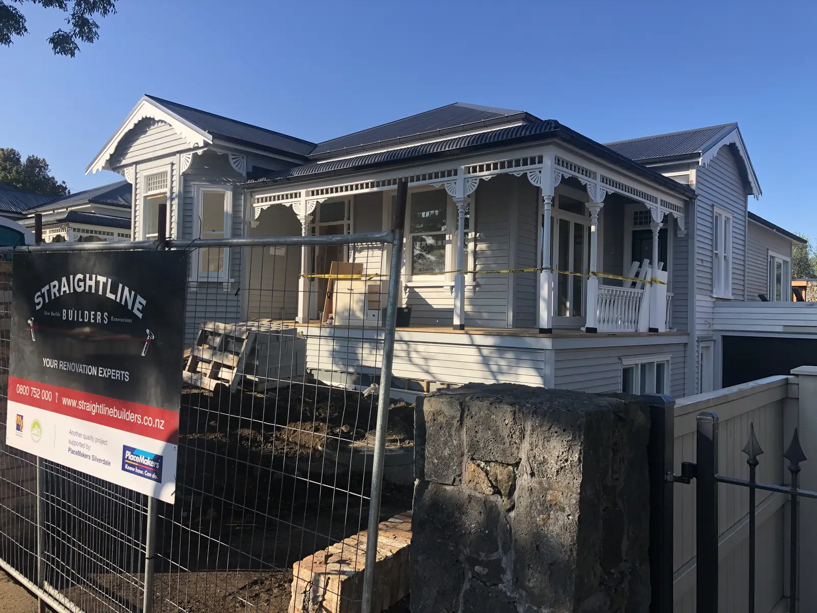 Grange Road, Mt Eden villa during restoration, with new fretwork and verandah