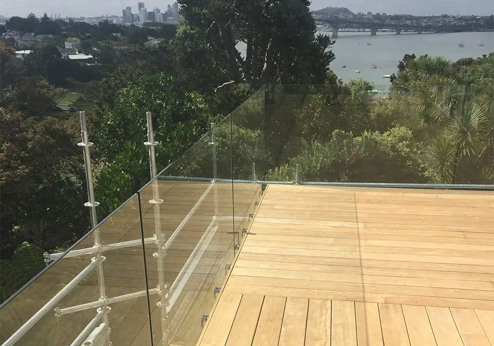Northcote Point deck during the rebuild, on scaffolding above the harbour