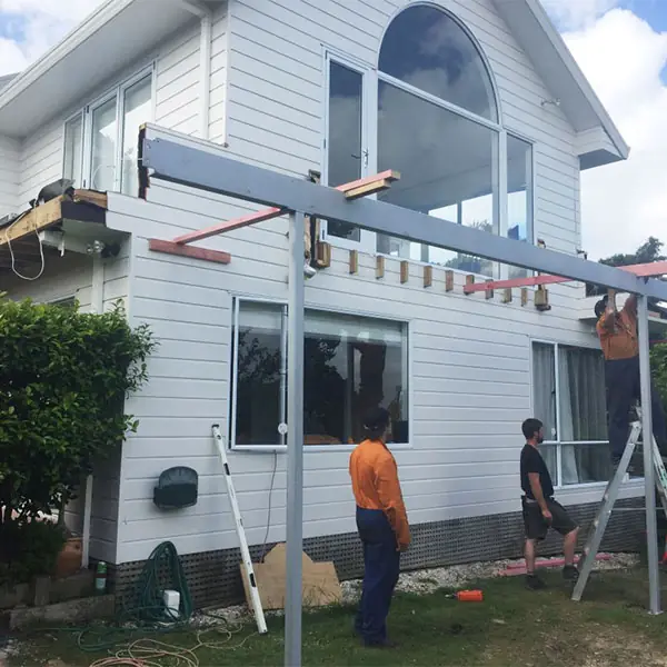 Steel beam fixed along the front of a Northcote Point house for the new deck