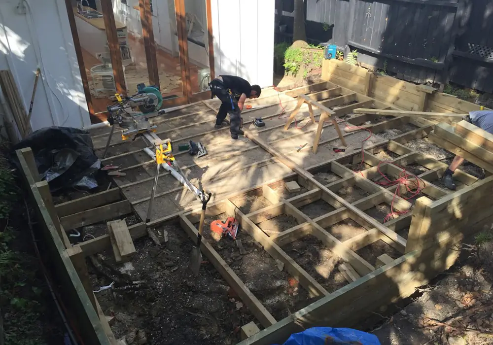Ponsonby deck subframe under construction
