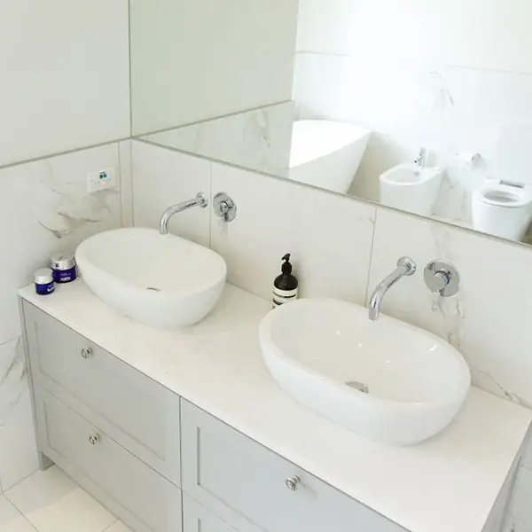 Double vanity in a renovated Remuera bathroom