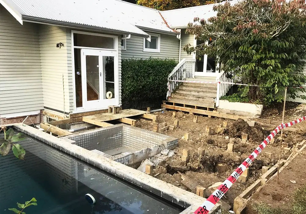 Before: Remuera bungalow backyard prior to renovation