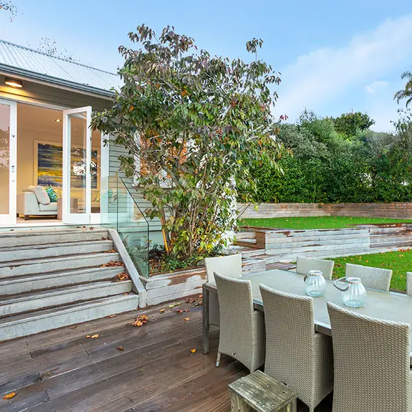After: dining deck off the kitchen of a Remuera bungalow